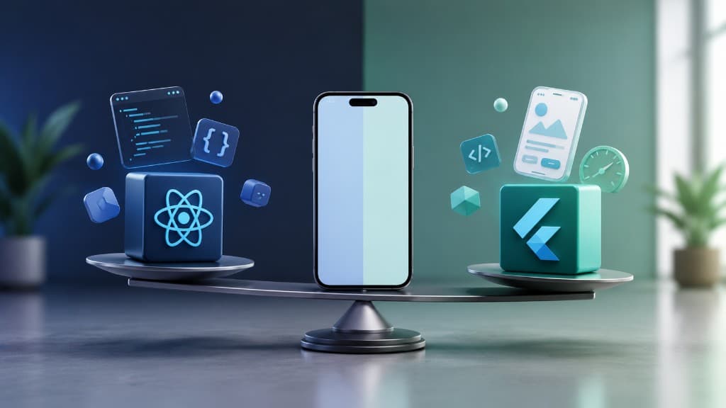 Smartphone mockups used while planning React Native and Flutter mobile app development